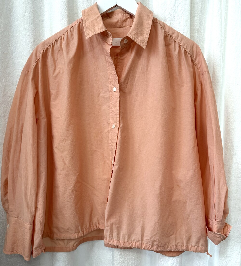 Mood Peach Button-Up Blouson Top